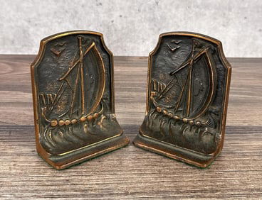 Cast Iron Viking Ship Bookends