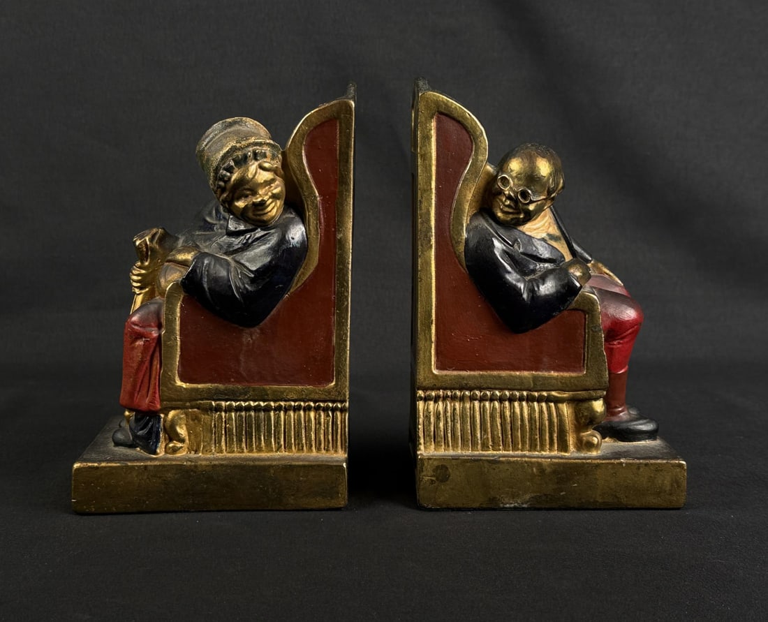 Armor Bronze Armchair Man & Woman Bookends: 7 1/4" by 5" by 3 5/8".