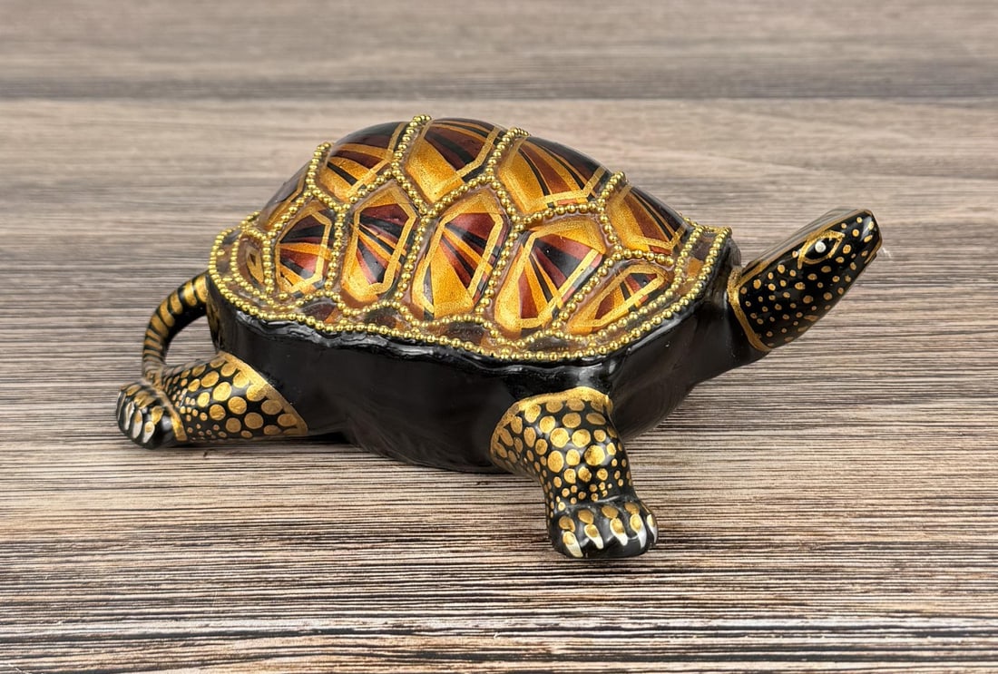 F.D. Paris France Tortoise: 6 1/2" by 5" by 2 1/2".
