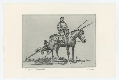 Ace Powell Engraving Indian Travois