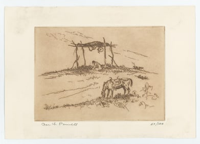 Ace Powell Engraving Indian Burial