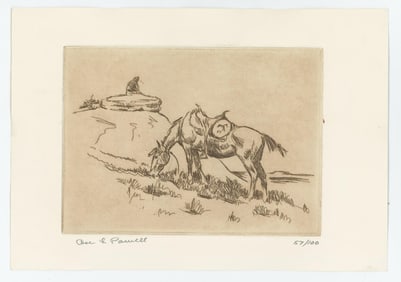 Ace Powell Engraving Indian on Mesa