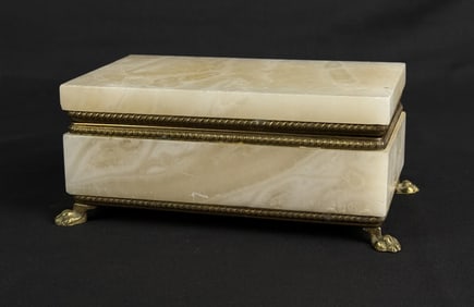 Italian Bronze Mounted Alabaster Trinket Box