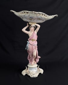 Antique German Porcelain Pedestal Bowl