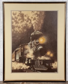 Stanley Hughes Night Steam Watercolor Painting
