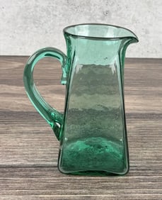 Blenko Art Glass Sea Green Square Pitcher