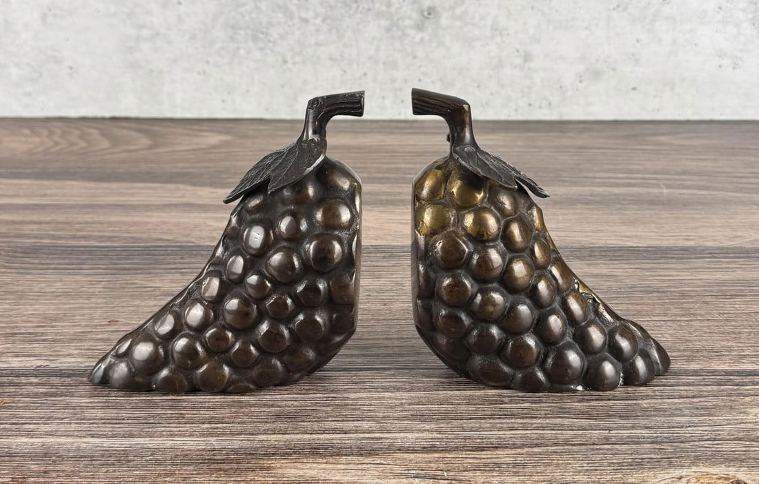 Mid Century Brass Grape Cluster Bookends (1 of 7)