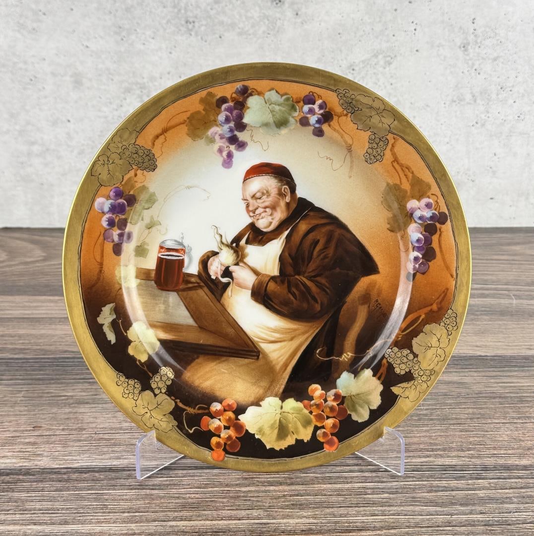 Haviland Limoges Pickard Tipsy Monk Plate: 9 1/2" across.