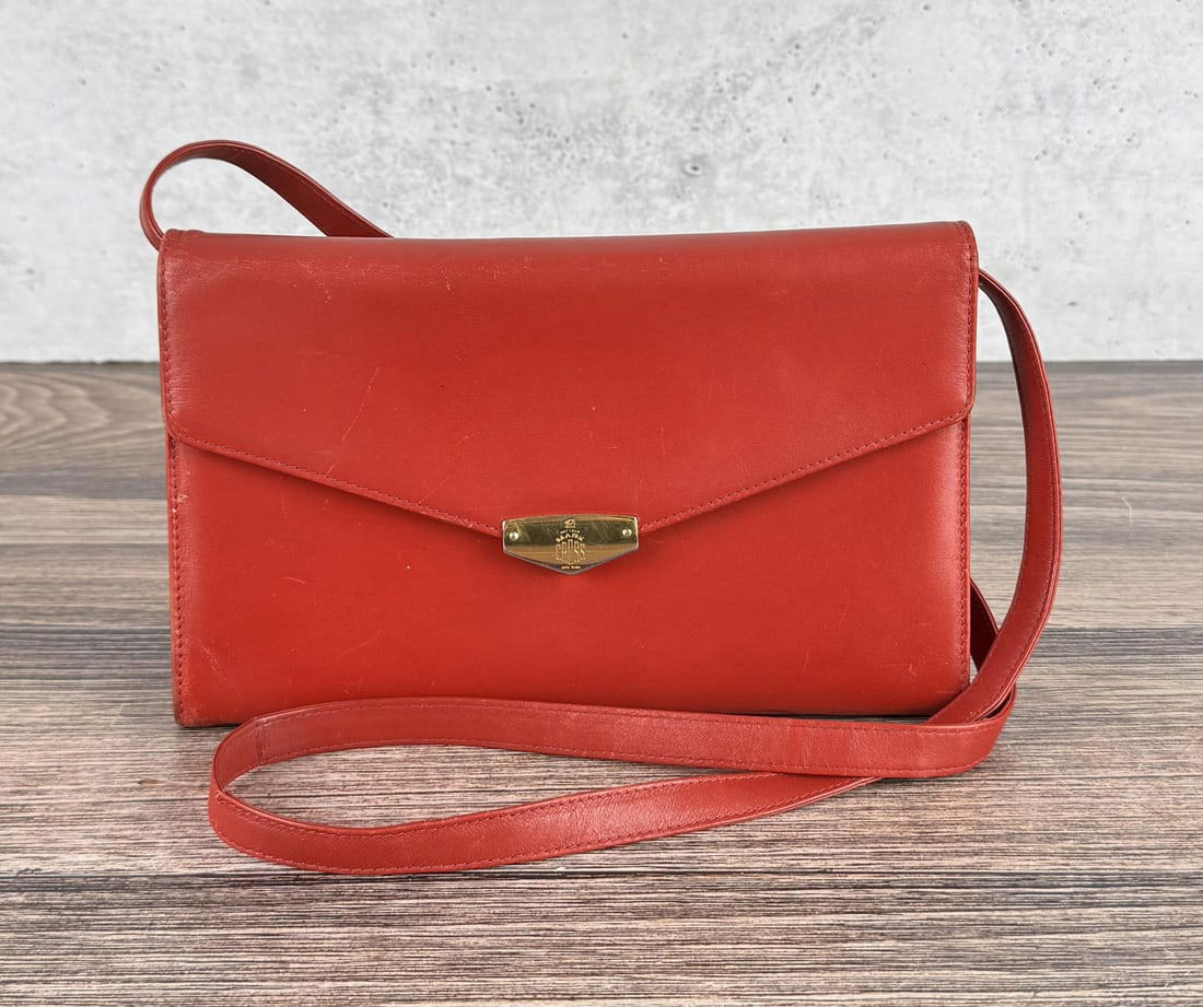 Vintage Leather Mark Cross Handbag Purse: 6 3/4 by 3 1/4" by 11 1/4"