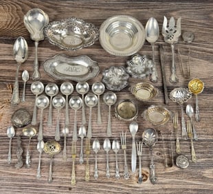 Large Group of Sterling Silverware and Dishes