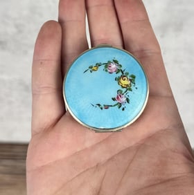 Art Deco Guilloche Enamel Sterling Compact