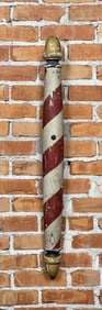 Antique Red and White Painted Wood Barber Pole