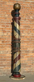 Outstanding Antique Painted Wood Barber Pole