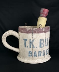 T.K. Buck Occupational Wood Barber Trade Sign