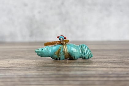 Edna Leki Zuni Carved Turquoise Fox Fetish