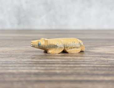 Zuni Butter Onyx Carved Badger Fetish