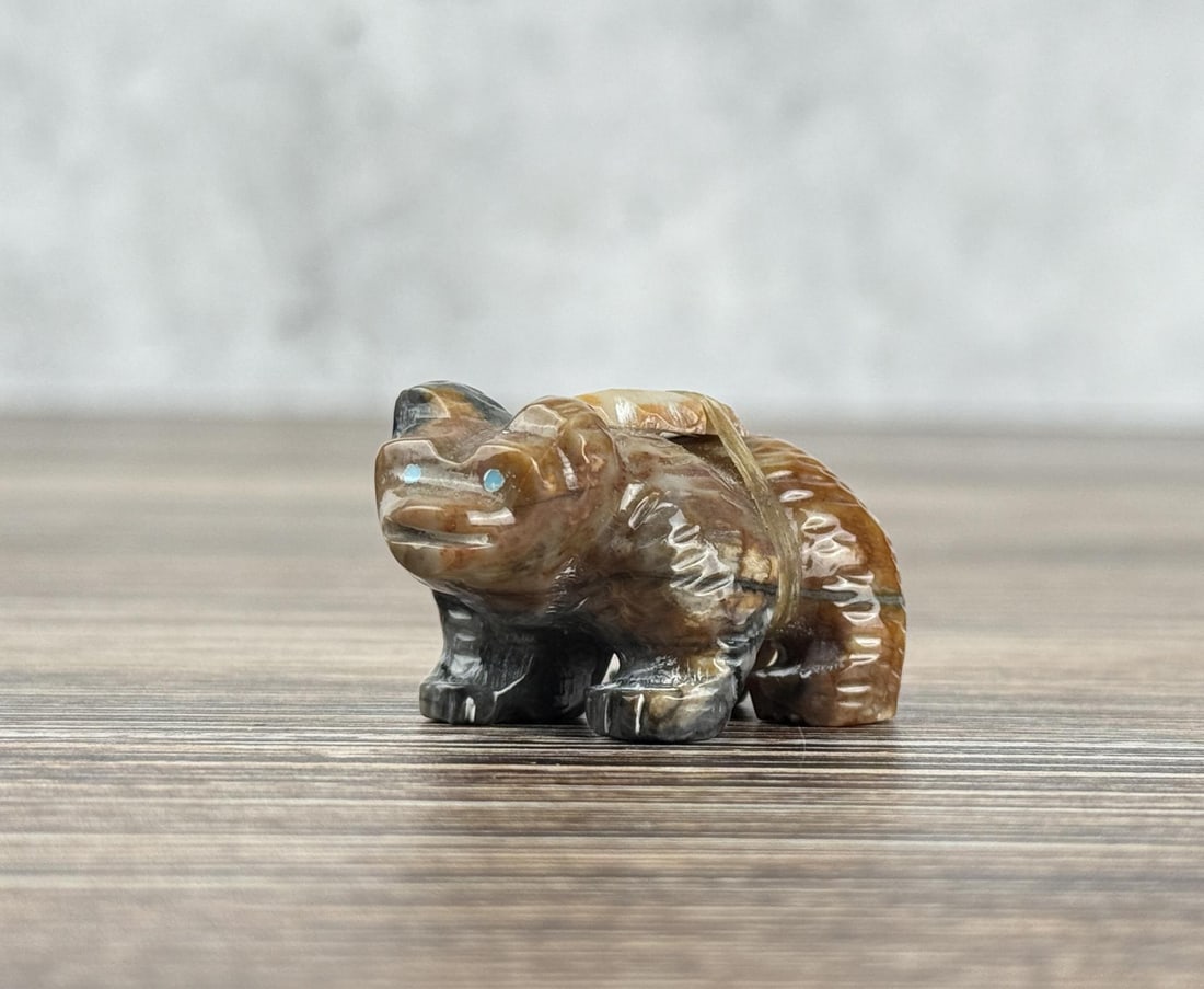 Alexander Chavez Zuni Onyx Carved Bear Fetish: 3/4" by 3/4" by 1 1/2"