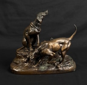 Pierre Jules Mene Hunting Dogs Bronze