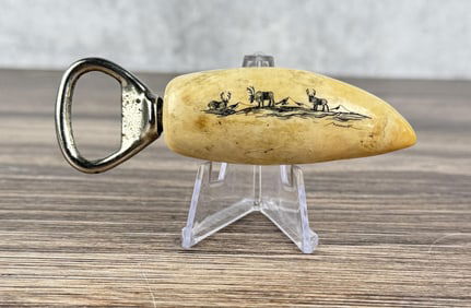 Alaskan Inuit Eskimo Scrimshaw Bottle Opener