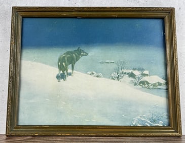 Antique Victor Kowalski Lone Wolf Print