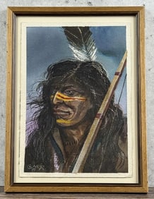 Watercolor Indian Warrior Painting