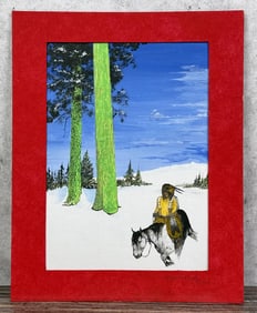 Ed Spotted Eagle Indian Oil Painting