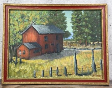 Montana Oil on Board Farm Painting