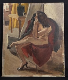 Franklin Watkins Nude Oil on Canvas Painting
