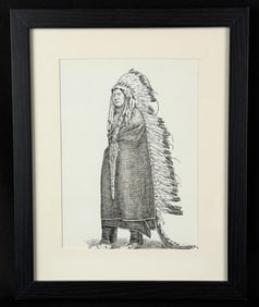 Gary Zaboly Two Moon Indian Drawing