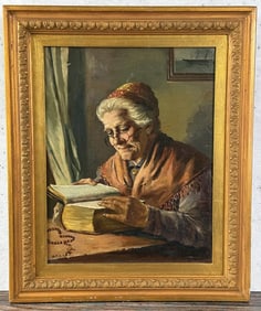 Reading the Family Bible Painting