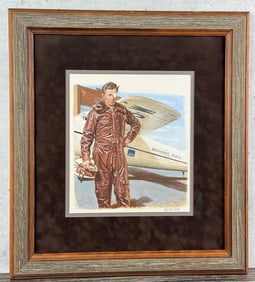 Edward Vebell Wiley Post Watercolor Painting