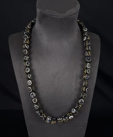 Native American Indian Trade Beads Brown Blue Eyes