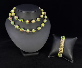 Chinese Cloisonne Bracelet and Necklace
