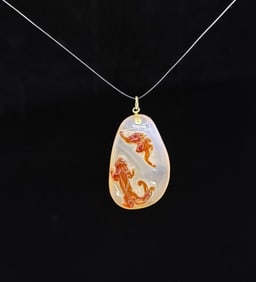 Antique Chinese Jade 14k Gold Pendant