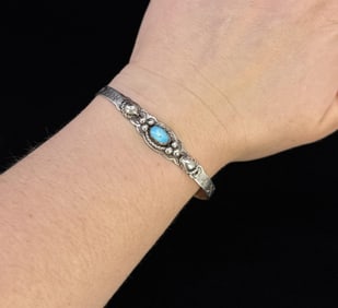 Old Pawn Navajo Sterling Silver Turquoise Bracelet