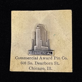 Art Deco Sterling Silver Commercial Building Pin