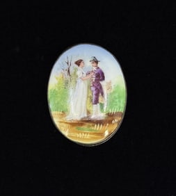 Victorian Hand Painted Porcelain Brooch