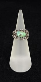 Sterling Silver Turquoise Brutalist Ring