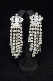 Weiss Costume Rhinestone Dangle Earrings