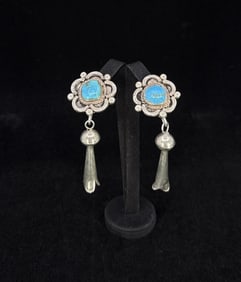Navajo Sterling Turquoise Cone Drop Earrings