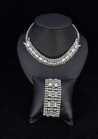 Rhinestone Costume Jewelry Necklace and Bracelet