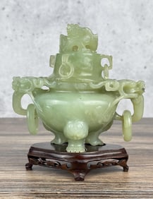 Antique Chinese Carved Jade Censer