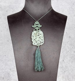 Antique Chinese Carved Jade Necklace