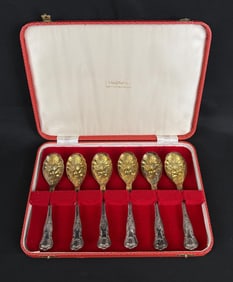 I. Magnin & Co. Gold Toned Berry Spoon Set