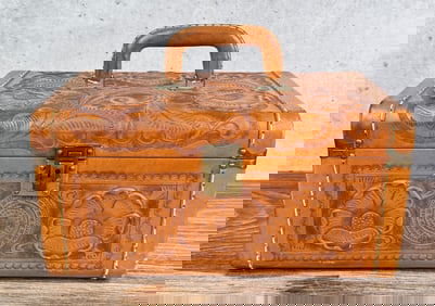 Hand Tooled Leather Vanity Box