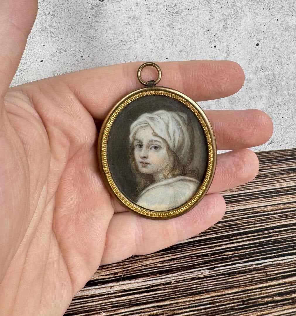 Portrait Painting on Ivory of Beatrice Cenci: 2 1/8" by 2 1/4"