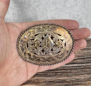 Sterling Silver 14k Gold Cowboy Belt Buckle