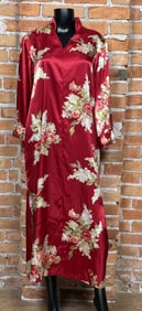 Oscar De La Renta Floral Satin Robe Kaftan