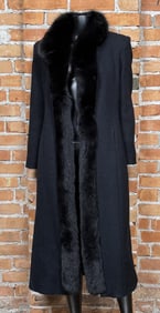 Women's Fox Fur Trimmed Long Dress Coat