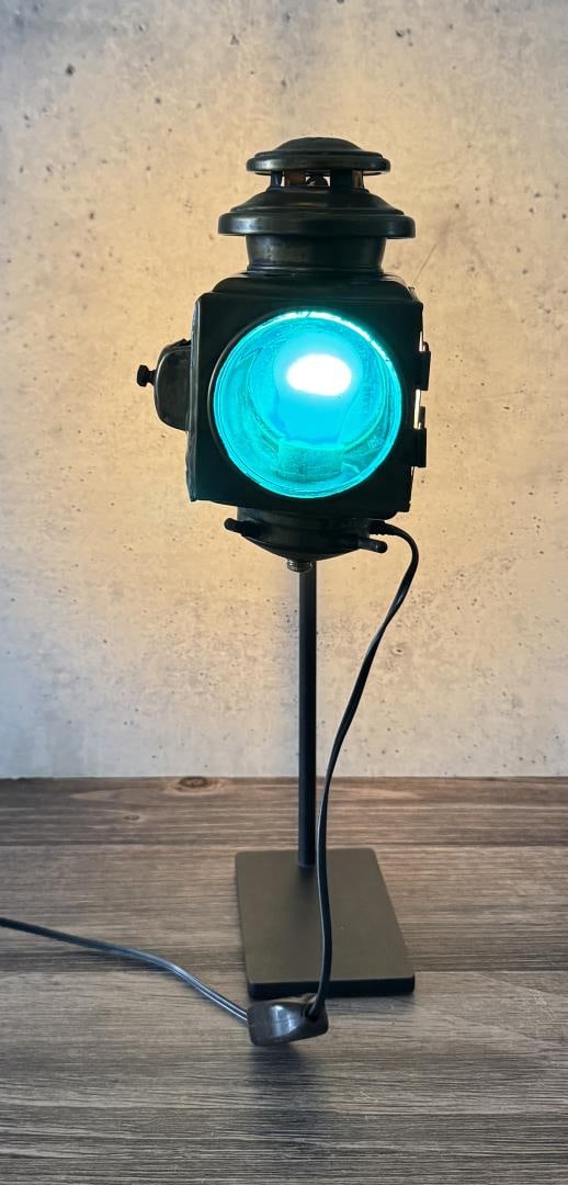 Antique Auto Carriage Lamp: Electrified. 9" by 5 7/8" by 5 7/8". Some damage as shown